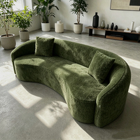 Canapé double inclinable en tissu couleur crème, compressé sous vide, en forme d'arc, garni d'éponge, minimaliste, deux places pour petits espaces