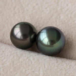 Black seawater <strong>pearl</strong> smooth 8 to 9mm black loose natural <strong>tahitian</strong> Deai Gems wholesale grade 4a perfect no flaw - Product Image 2