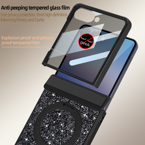 Funda Protectora de Lujo VIETAO de Cuero PU con Anillo Magnético y Soporte para Z <span class=keywords><strong>Flip</strong></span> 7/6, Carga Inalámbrica, Película Anti-Espía - Product Image 2