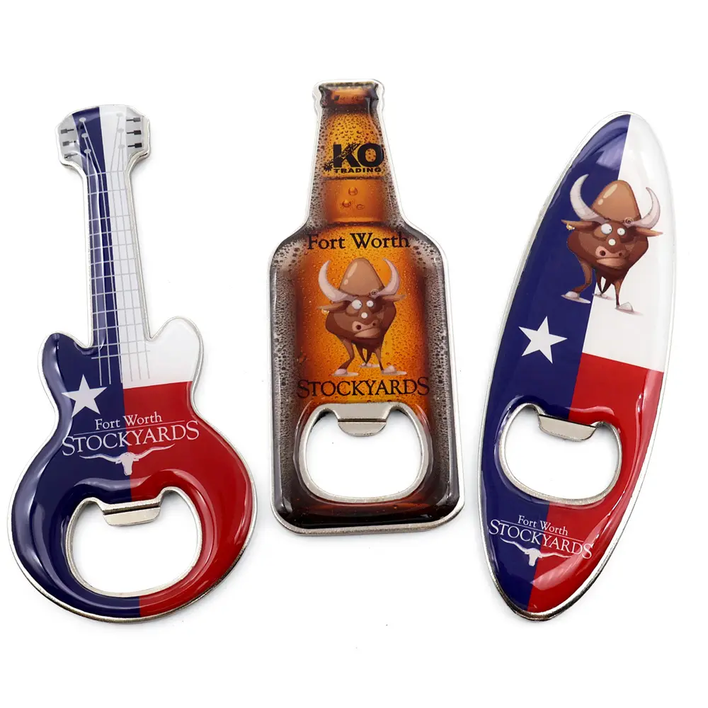 Fabricante al por mayor nuevo diseño guitarra imán abrebotellas profesional personalizado guitarra abrebotellas