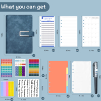 Classeur à anneaux en cuir PU A6 personnalisé avec boucle organisateur classeurs de devises planificateur de jour classeur budgétaire avec enveloppes pour billets