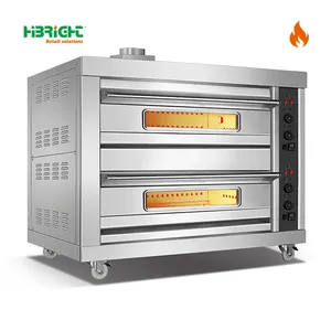 Oven dek Gas komersial, panci pemanggang roti Stainless Steel lapisan ganda