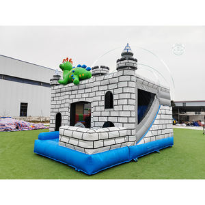 Castillo Inflable Comercial con Tobogán para Niños, Diseño de Dinosaurios y Caballeros, en Venta - Product Image 2