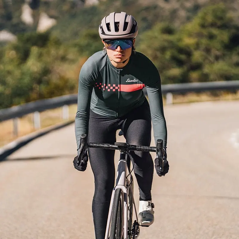 เสื้อขี่จักรยาน Santic ผู้หญิงแขนยาวระบายอากาศเสื้อผ้าทีมกีฬาจักรยานเสื้อขี่จักรยานเสื้อกีฬาไซส์เอเชีย