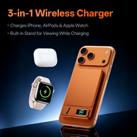 Batterie externe portable mini haute capacité 5000 mAh, charge rapide PD20W, charge sans fil magnétique 3 en 1 avec écran LCD et support