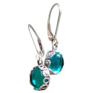 Pendientes E868 Azul Marino con Engaste de Plata 925 en Forma de Bola, Clásicos para Uso Diario de Mujer - Product Image 4