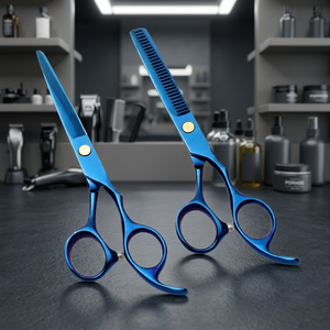 Ciseaux à cheveux professionnels pour droitiers en acier inoxydable ultra-affûtés, finition miroir, lames dentelées 28 dents - Product Image 6