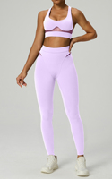 Ensemble de yoga 2 pièces pour femme, taille plus, respirant, avec soutien-gorge de sport rembourré en maille en U et leggings taille haute AWB6541+AWL6541