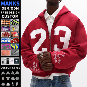 Sweat à capuche zippé pour homme de haute qualité, personnalisé avec logo, style streetwear, coupe ample, broderie de patchs, en coton - Product Image 1