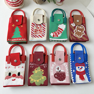 Minibolso <span class=keywords><strong>para</strong></span> teléfono móvil de Navidad a la moda personalizado, bolso de mano de punto, bandolera a rayas, bandolera tejida de ganchillo <span class=keywords><strong>para</strong></span> mujer - Product Image 4