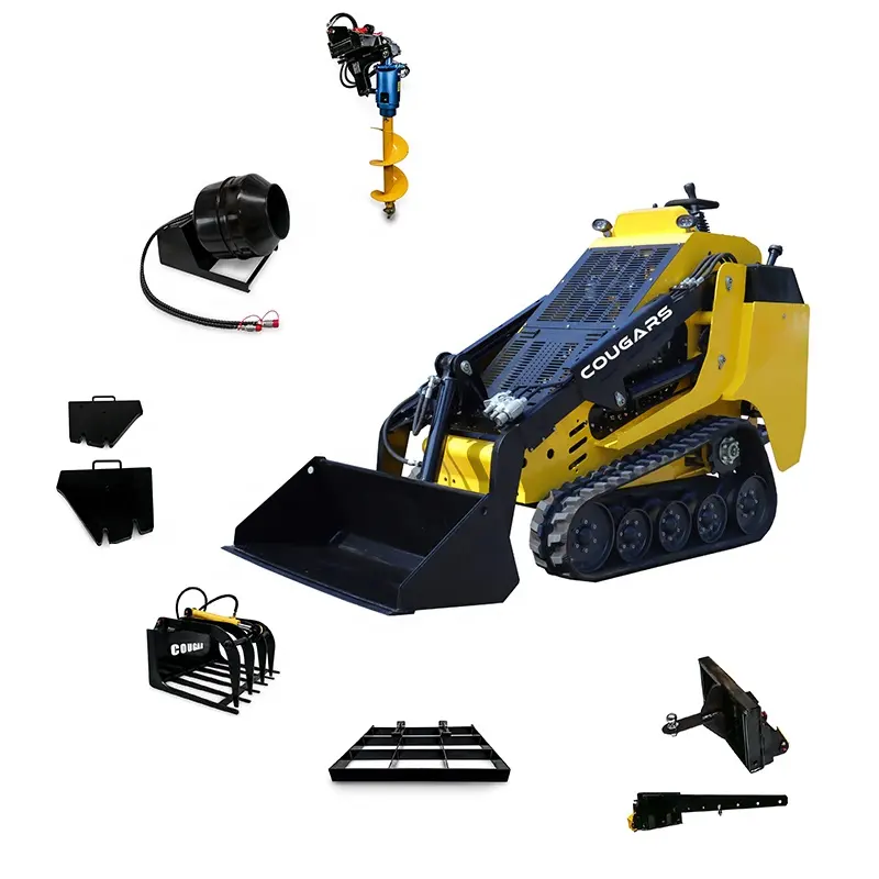 COUGARS Skid-Steer Front Loader Used Garden Earth Moving Machinery with Reliable Engine from China Features Bucket Attachment