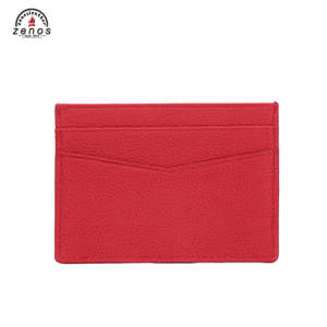 Porte-cartes de visite Zenos en cuir véritable sur mesure, motif galet rouge, blocage RFID, multifonctionnel pour cartes de crédit - Product Image 3