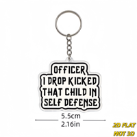 Porte-clés en acrylique avec citation amusante, « Officier, j'ai frappé à la jambe cet enfant en légitime défense », résistant aux rayures, avec anneau métallique.