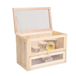Indoor Large Pet Handmade House Hamster Hutch Totoro Bed Guinea pig Cave Squirrel Animal Natural Wood Pet Cage Toy