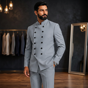 Costume formel homme Premium WARPRO INDUSTRY gris clair à col cranté, 2 pièces, anti-plis, veste à simple boutonnage assortie - Product Image 6