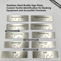 Plaque signalétique en braille en acier inoxydable, étiquette tactile personnalisée pour équipement bancaire