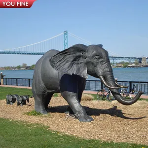 كبير في الهواء الطلق معدن الفيل تمثال برونزي للحديقة