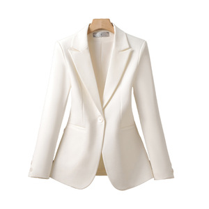 Women's Single Button Blazer Orange Solid Color Polyester Slim Fit Casual Autumn 2024 Style - Product Image 5