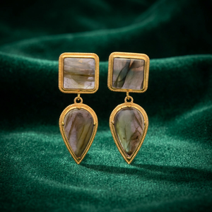 Nouvelles boucles d'oreilles clous en acier inoxydable et argent sterling, forme poire et carrée, zircon noir arc-en-ciel - Product Image 3