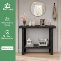 Table console étroite moderne prête à être expédiée pour entrée d'appartement, table de canapé noire en bois durable