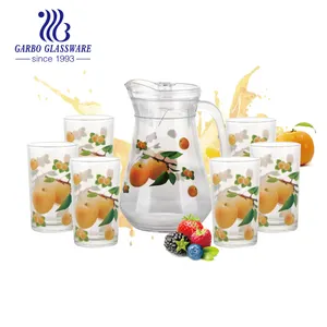 Ensemble de verres et verres à eau en verre, 7 pièces, verres à thé, verres, carafe à boire, impression personnalisée
