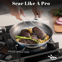 Poêle à frire professionnelle de luxe en titane pur martelé de 12 pouces avec couvercle en verre, compatible induction, revêtement antiadhésif pour la cuisine domestique