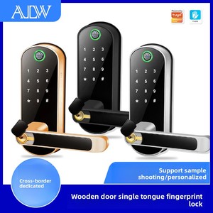 Serrure intelligente à empreinte digitale à languette unique pour porte intérieure en bois, sans clé, avec mot de passe, Wi-Fi/à distance, pour le commerce transfrontalier - Product Image 2