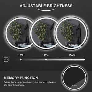 Lonki Smart Anti-fog Music Wireless 3 Color Dimmable Light Touch Switch Round LED Bathroom Mirror