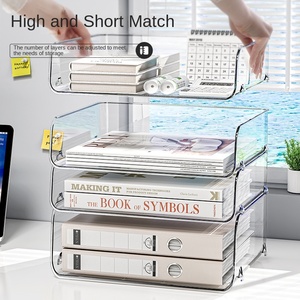 Giá sách <span class=keywords><strong>acrylic</strong></span> nhiều lớp trong suốt, giá để tài liệu để bàn văn phòng, hộp đựng đồ, giá sách nhựa dùng được cho bàn phòng khách - Product Image 1