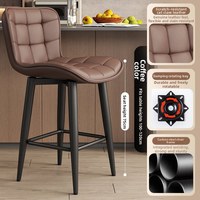 Grand tabouret de bar pivotant en fer, tabouret d'îlot de cuisine, tabouret de bar de luxe léger, tabouret de comptoir de réception, confortable