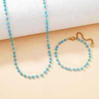 Bijoux mode élégants et minimalistes en acier inoxydable, vente en gros de perles de cristal plaquées or, ensembles de bracelets et de colliers pour femmes