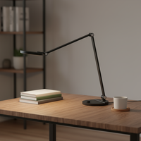 Lampe de bureau LED DC à bras flexible et intensité variable en continu, design contemporain simple, protection oculaire, en ABS, pour lecture, bureaux et études