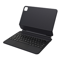 Keyboard Ajaib Kulit PU Premium untuk iPad Pro 11, Keyboard Nirkabel Magnetik Mengambang dengan Trackpad, Penutup Pelindung Tipis