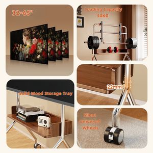 Mobiler TV-Ständer Rollender TV-Wagen Bodenst änder mit Rädern für 32-65-Zoll-Bildschirme - Product Image 6