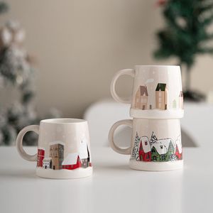 Custom High Quality Eco-friendly Cartoon Design Snow House Pattern <b>Ceramic</b> <b>Mug</b> Pink Unique Shaped Dishwasher & Microwave Safe - Product Image 2