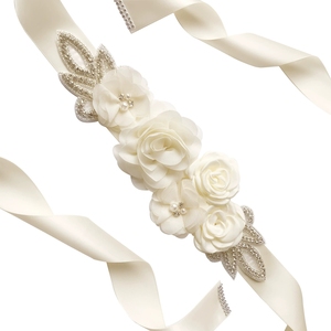 Cinturón de Perlas y Rosas para Boda, Faja de Seda con Flores para Dama de Honor, Vestido de Maternidad, Sesión de Fotos, Decoración para Despedida de Soltera, Accesorio para la Cintura - Product Image 4
