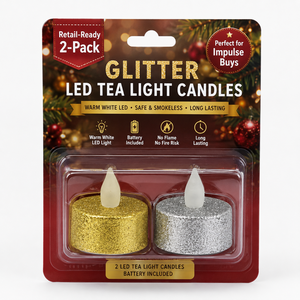 Lot de 2 bougies chauffe-plat LED scintillantes, sans flamme, à lueur jaune chaud vacillante, pour décorations de Noël, de mariages et de fêtes - Product Image 5