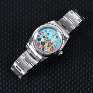 MINUTETIME Custom DIY Logo Automatic NH35 Watch Luxury 5ATM Waterproof Sapphire Blue Rainbow <b>Balloon</b> Automatic Mechanical Watch - Product Image 1