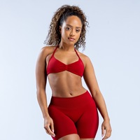 Pour haute élastique Ultra-fin Nylon mat licou cou bretelles réglables coussinets amovibles respirant Fitness sport soutien-gorge sans couture