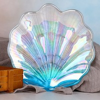 Snw Uniek Ontwerp Gegalvaniseerde Gradiënt Gekleurde Shell Vorm Decoratieve Opslag Sieraden Fruit Trays Serveren Glasplaat