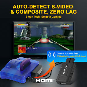 Adaptador BitFunx 720P 1080P HD para <span class=keywords><strong>Nintendo</strong></span> <span class=keywords><strong>64</strong></span> a convertidor HD para consolas de juegos N64/SNES/NGC 4:3/16:9 Auto AV y S-Video - Product Image 3