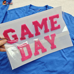 Индивидуальные оптовые нашивки для одежды: объемные буквы из синели, вырезанные лазером, с эффектом DTF, термотрансферные, для спортивных мероприятий и дней проведения игр колледжов - Product Image 5