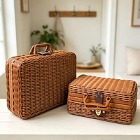Boîte à bijoux rectangulaire personnalisée en rotin tressé, capacité 12L, design moderne et luxueux, multifonctionnelle, pliable, rangement domestique intégré