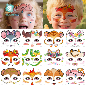 Los últimos 12 signos del zodiaco chino, tatuaje temporal seguro para la piel, bricolaje, fiesta de cumpleaños para niños, tatuaje temporal para la cara, pegatina para niñas y niños - Product Image 1