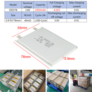 Bateria de Lítio de Alta Voltagem 3.8V 595578 3950mAh 4000mAh, Bateria de Polímero de Lítio para Laptop Dell 9NJM1 - Product Image 2