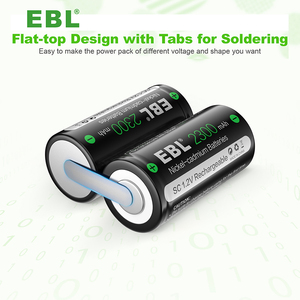 EBL 2300 мАч <span class=keywords><strong>Sub</strong></span> <span class=keywords><strong>C</strong></span> <span class=keywords><strong>NiCd</strong></span> аккумуляторные электроинструменты 1,2 В плоские верхние суб-с аккумуляторные батареи с вкладками - Product Image 5
