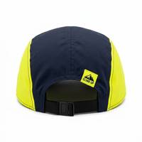 Casquettes 5 panneaux imperméables en gros, casquette de course personnalisée 5 panneaux, casquette de camping légère en nylon jaune fluo