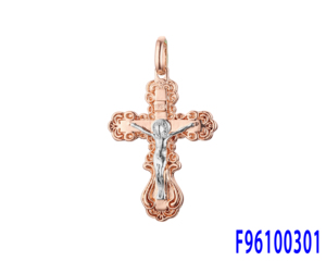 Joyería de Moda FJ Fallon, Colgante de <span class=keywords><strong>Cruz</strong></span> <span class=keywords><strong>Ortodoxa</strong></span> <span class=keywords><strong>Rusa</strong></span> con Capullo, Chapado en Oro Rosa, Base de Latón de Dos Tonos - Product Image 4