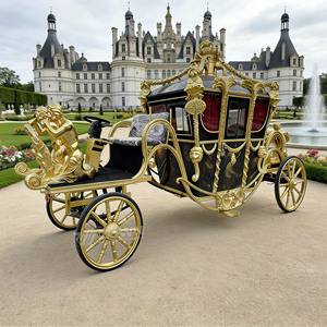 Magnífico Carruaje Real Retro de Lujo con Adornos Dorados para Ceremonias de Boda y Recorridos Turísticos - Product Image 1