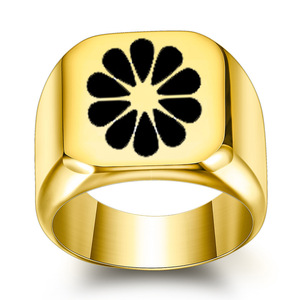 Anillos de Moda de Acero Inoxidable, Anillo Cuadrado con Diseño de Girasol de 18MM, Grabado Láser, para Mujer, Regalo, Joyería - Product Image 1